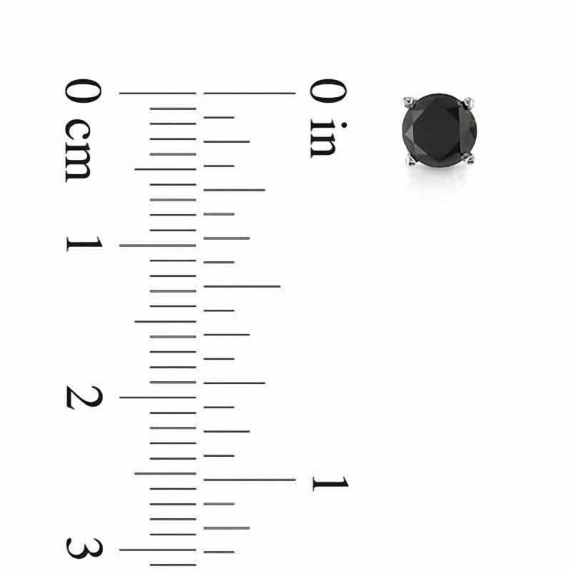 Main Image 2 of 1 CT. T.W. Black Diamond Solitaire Stud Earrings in 10K White Gold
