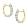 Thumbnail Image 1 of 1/6 CT. T.W. Diamond Double Row Oval Hoop Earrings in 14K Gold