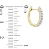 Thumbnail Image 2 of 1/6 CT. T.W. Diamond Double Row Oval Hoop Earrings in 14K Gold