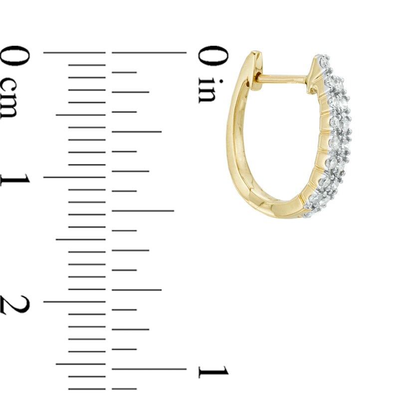 Main Image 2 of 1/6 CT. T.W. Diamond Double Row Oval Hoop Earrings in 14K Gold