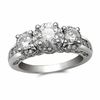 Thumbnail Image 0 of 2 CT. T.W. Certified Diamond Three Stone Framed Ring in 14K White Gold