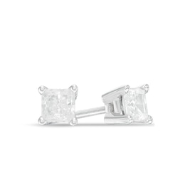 1/2 CT. T.W. Certified Canadian Princess-Cut Diamond Solitaire Stud Earrings in 14K White Gold (I/I2)