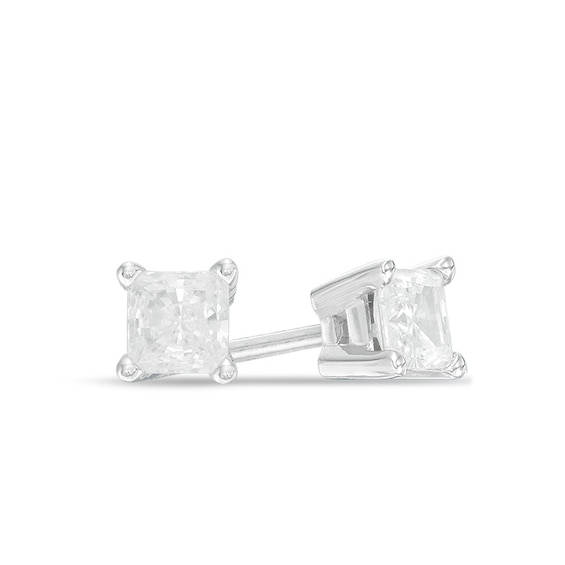 1/2 CT. T.W. Certified Canadian PrincessCut Diamond Solitaire Stud Earrings in 14K White Gold