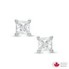 Thumbnail Image 0 of 3/4 CT. T.W. Certified Canadian Princess-Cut Diamond Solitaire Stud Earrings in 14K White Gold (I/I2)
