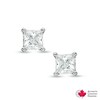 Thumbnail Image 0 of 3/4 CT. T.W. Certified Canadian Princess-Cut Diamond Solitaire Stud Earrings in 14K White Gold (I/I2)