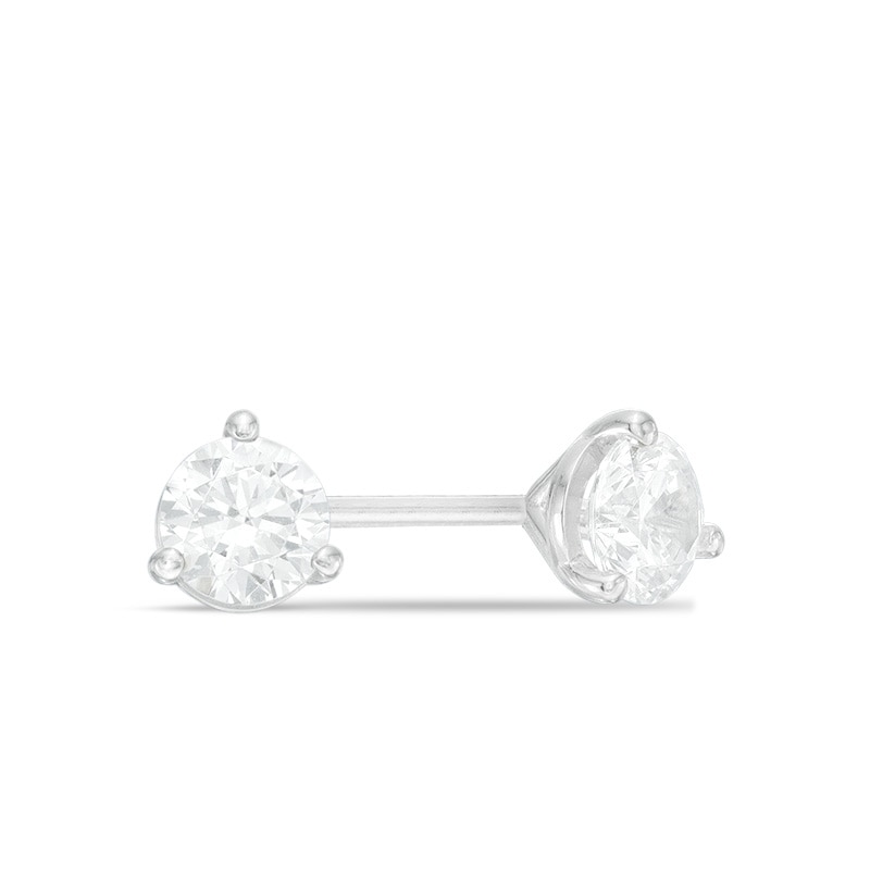 Main Image 1 of 1/2 CT. T.W. Certified Canadian Diamond Solitaire Stud Earrings in 14K White Gold (I/I2)