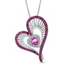 Thumbnail Image 0 of Heart-Shaped Lab-Created Pink Sapphire, Ruby and Diamond Accent Heart Pendant in Sterling Silver