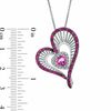 Thumbnail Image 1 of Heart-Shaped Lab-Created Pink Sapphire, Ruby and Diamond Accent Heart Pendant in Sterling Silver