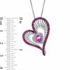 Thumbnail Image 2 of Heart-Shaped Lab-Created Pink Sapphire, Ruby and Diamond Accent Heart Pendant in Sterling Silver