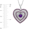 Thumbnail Image 1 of Heart-Shaped Amethyst, Lab-Created Pink Sapphire and Diamond Accent Heart Pendant in Sterling Silver