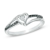 Thumbnail Image 0 of 1/15 CT. T.W. Enhanced Black and White Diamond Heart Split Shank Promise Ring in Sterling Silver