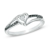 Thumbnail Image 1 of 1/15 CT. T.W. Enhanced Black and White Diamond Heart Split Shank Promise Ring in Sterling Silver