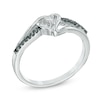Thumbnail Image 1 of 1/15 CT. T.W. Enhanced Black and White Diamond Heart Split Shank Promise Ring in Sterling Silver