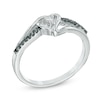 Thumbnail Image 2 of 1/15 CT. T.W. Enhanced Black and White Diamond Heart Split Shank Promise Ring in Sterling Silver