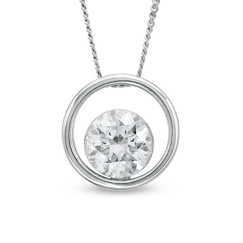 Main Image 1 of 3/4 CT. Certified Canadian Diamond Solitaire Pendant in 14K White Gold (I/I2)