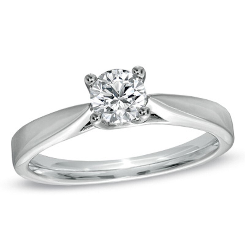 Celebration Ideal 1/2 CT. Diamond Solitaire Engagement Ring in 14K White Gold (J/I1)