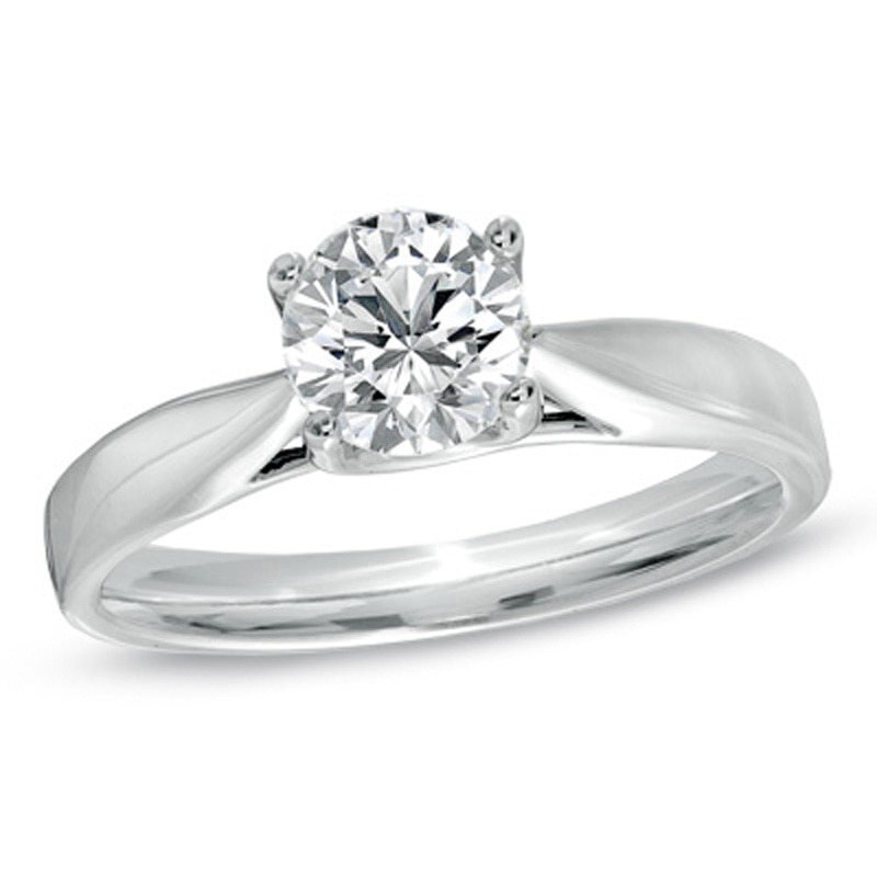Celebration Ideal 1 CT. Diamond Solitaire Engagement Ring in 14K White Gold (J/I1)