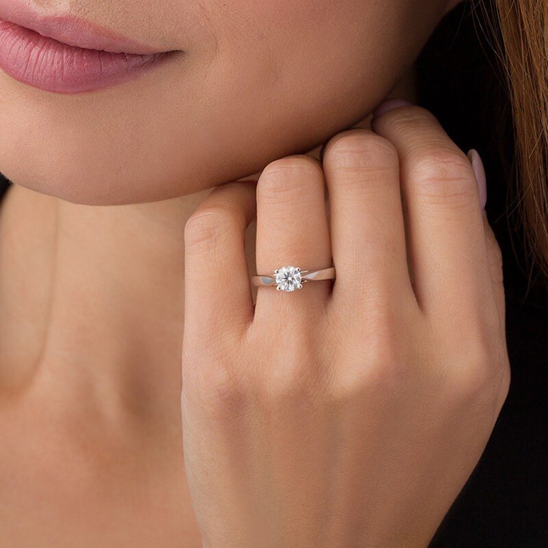Main Image 3 of Celebration Ideal 1/2 CT. Certified Diamond Solitaire Engagement Ring in 14K White Gold (I/I1)