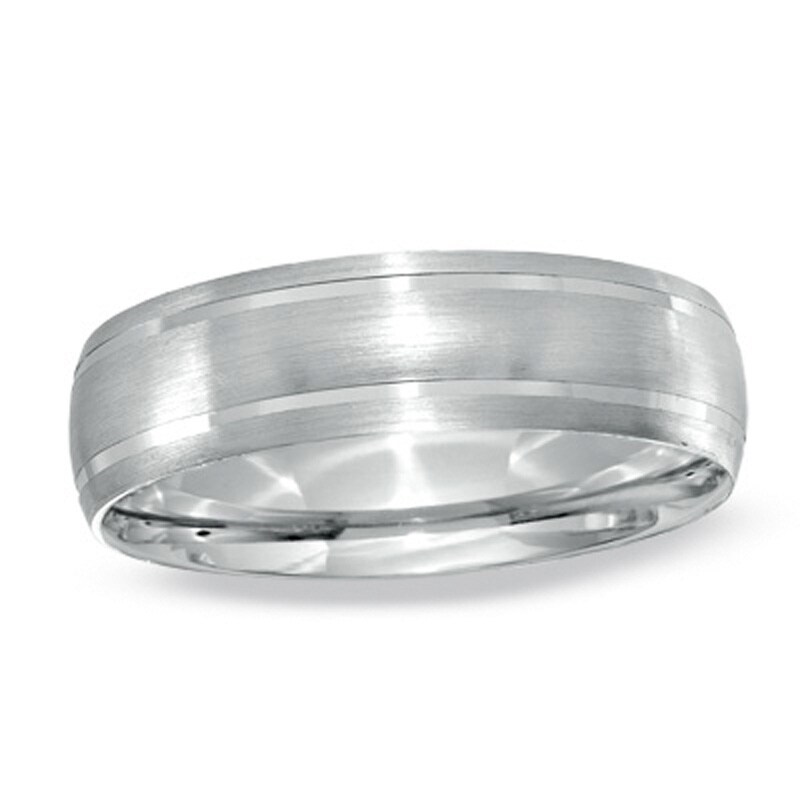 Men's 6.0mm Comfort Fit Wedding Band in 10K White Gold - Size 10