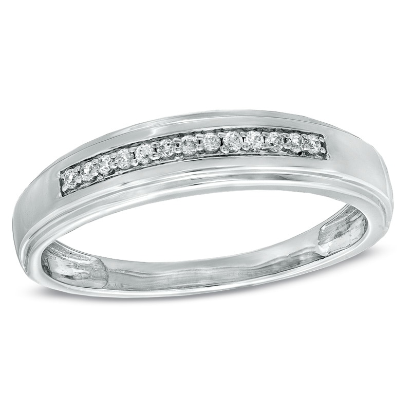 Main Image 1 of Diamond Accent Wedding Band in 10K White Gold