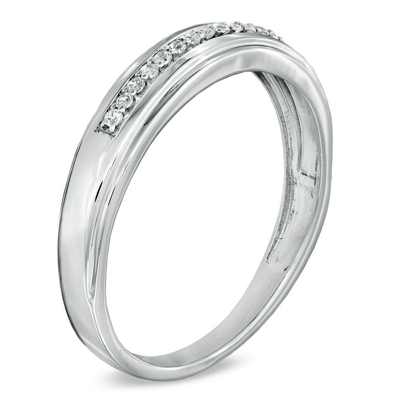 Main Image 2 of Diamond Accent Wedding Band in 10K White Gold