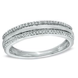 Men's 1/5 CT. T.W. Diamond Edge Wedding Band in 10K White Gold