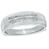 Thumbnail Image 1 of Men's 1/10 CT. T.W. Diamond Double Row Wedding Band in 10K White Gold