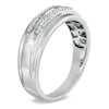 Thumbnail Image 2 of Men's 1/10 CT. T.W. Diamond Double Row Wedding Band in 10K White Gold