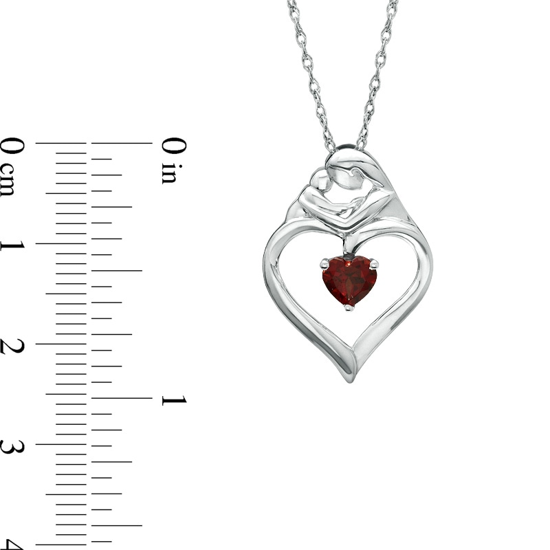 Main Image 2 of Heart-Shaped Garnet Motherly Love Pendant in Sterling Silver