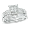 1/5 CT. T.W. Multi-Diamond Square Frame Bridal Set in 10K White Gold