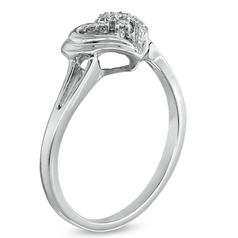 Diamond Accent Heart-Shaped Promise Ring in Sterling Silver