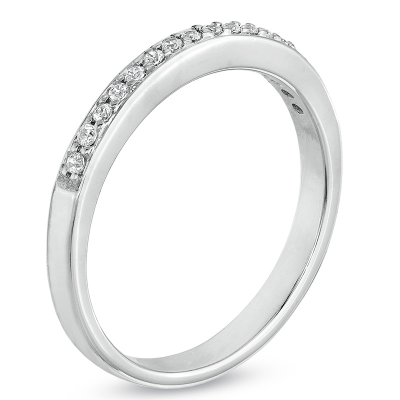 Main Image 2 of Ladies' 1/10 CT. T.W. Diamond Wedding Band in 10K White Gold