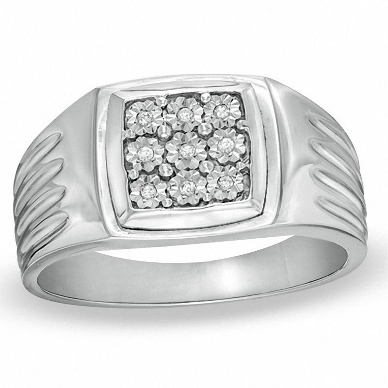 Main Image 1 of Men's Diamond Accent Ring in Sterling Silver