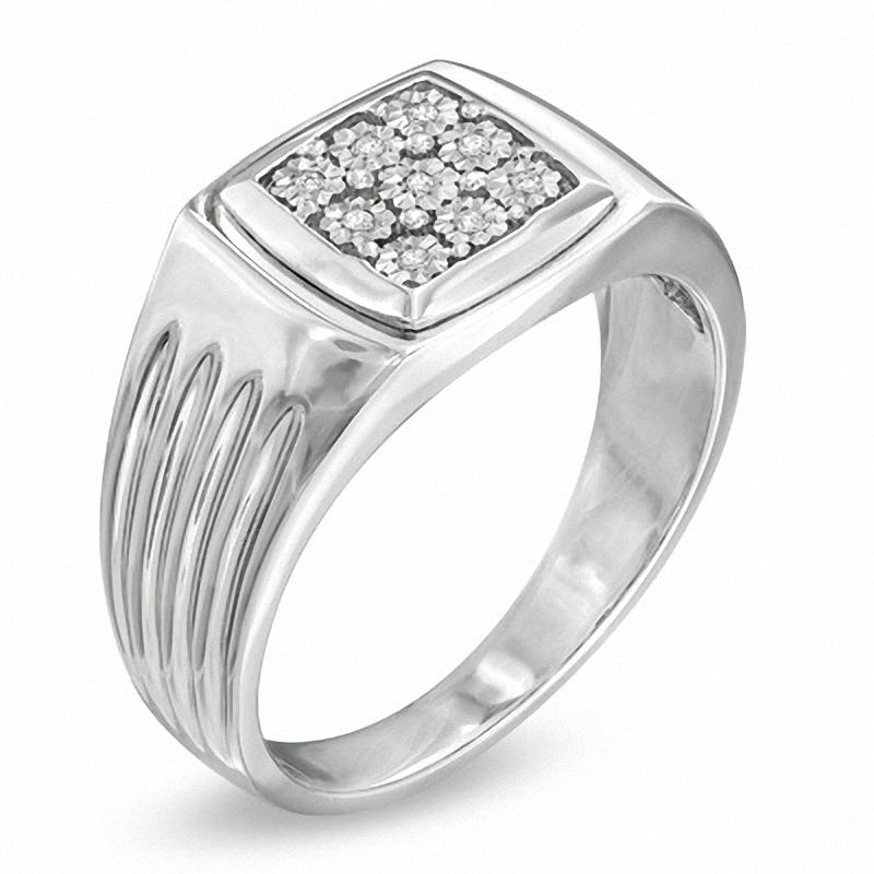 Main Image 2 of Men's Diamond Accent Ring in Sterling Silver