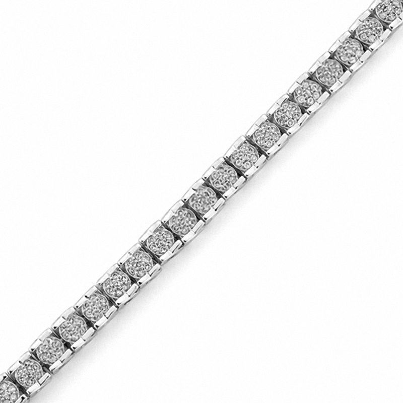 7mm Heart Cut Cluster Tennis Bracelet White Gold - 6 ICE