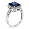 Thumbnail Image 2 of Emerald-Cut Lab-Created Blue and White Sapphire Ring in Sterling Silver
