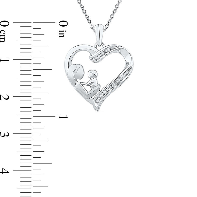 Main Image 2 of Diamond Accent Motherly Love Heart Pendant in Sterling Silver