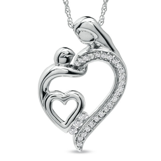 Double Heart Pendant in Sterling Silver 
