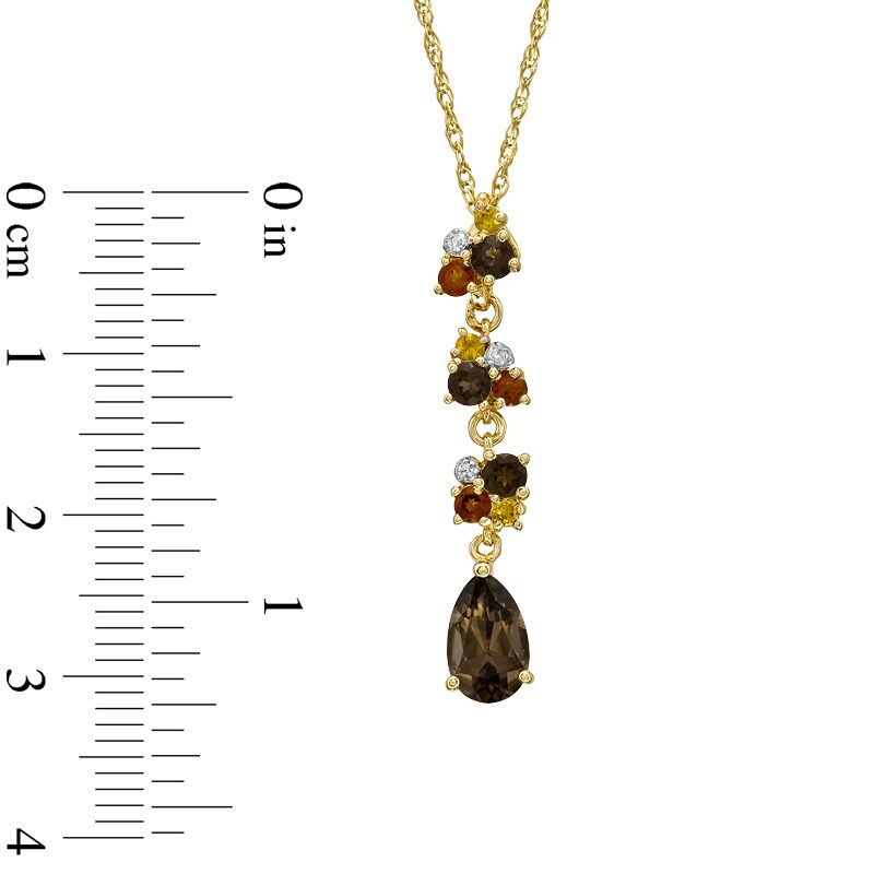 Main Image 2 of Smoky Quartz, Citrine and Diamond Accent Pendant and Earrings Set in Sterling Silver with 14K Gold Plate