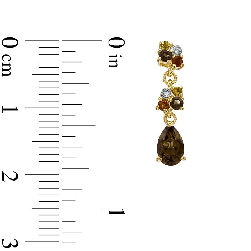 Main Image 3 of Smoky Quartz, Citrine and Diamond Accent Pendant and Earrings Set in Sterling Silver with 14K Gold Plate
