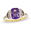 Thumbnail Image 0 of Cushion-Cut Amethyst and Diamond Accent Ring in Sterling Silver with 14K Gold Plate