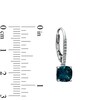 Cushion-Cut London Blue Topaz and Lab-Created White Sapphire Earrings in Sterling Silver