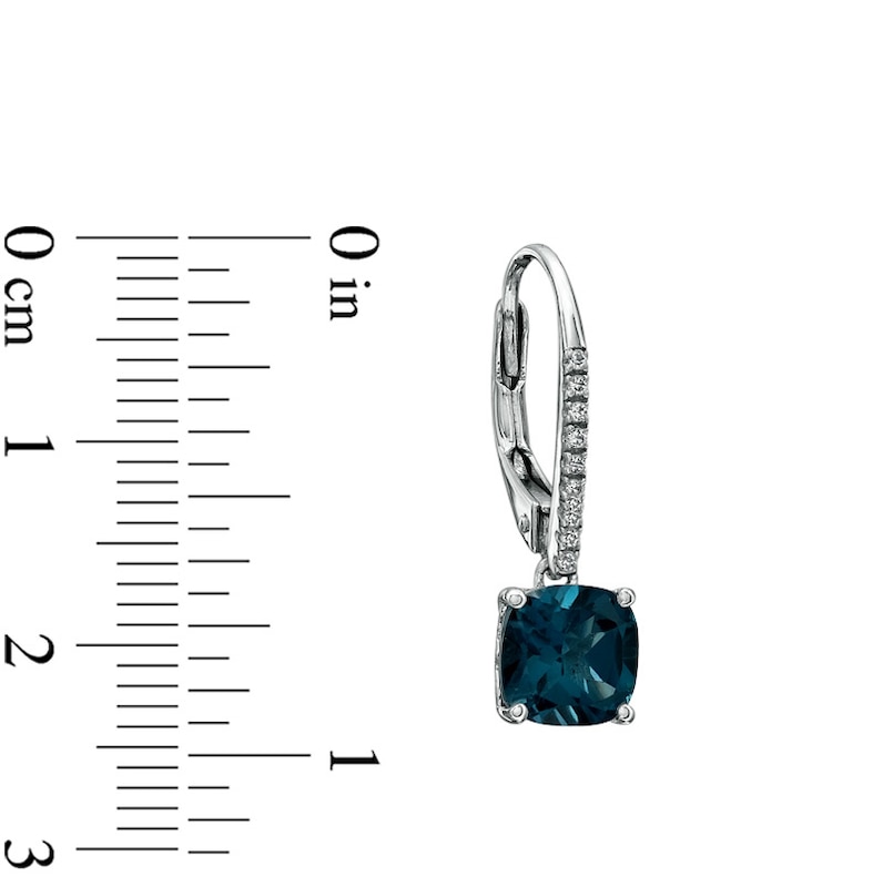 Cushion-Cut London Blue Topaz and Lab-Created White Sapphire Earrings in Sterling Silver