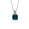 Thumbnail Image 1 of Cushion-Cut London Blue Topaz and Lab-Created White Sapphire Pendant in Sterling Silver