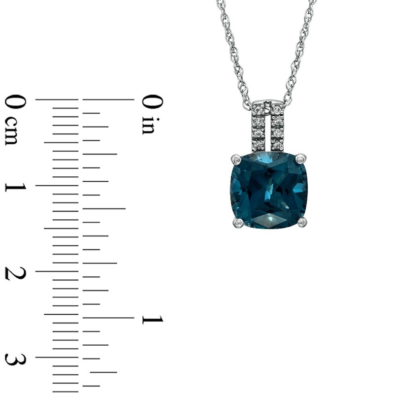 Main Image 2 of Cushion-Cut London Blue Topaz and Lab-Created White Sapphire Pendant in Sterling Silver
