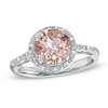 Thumbnail Image 0 of 8.0mm Morganite and Diamond Accent Ring in Sterling Silver