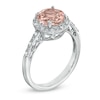 Thumbnail Image 1 of 8.0mm Morganite and Diamond Accent Ring in Sterling Silver