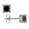 Thumbnail Image 1 of 2 CT. T.W. Princess-Cut Black Diamond Solitaire Stud Earrings in 10K White Gold