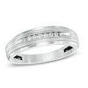 Thumbnail Image 0 of Men's 1/10 CT. T.W. Diamond Milgrain Wedding Band in 10K White Gold