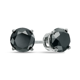 3 CT. T.W. Black Diamond Solitaire Stud Earrings in 14K White Gold